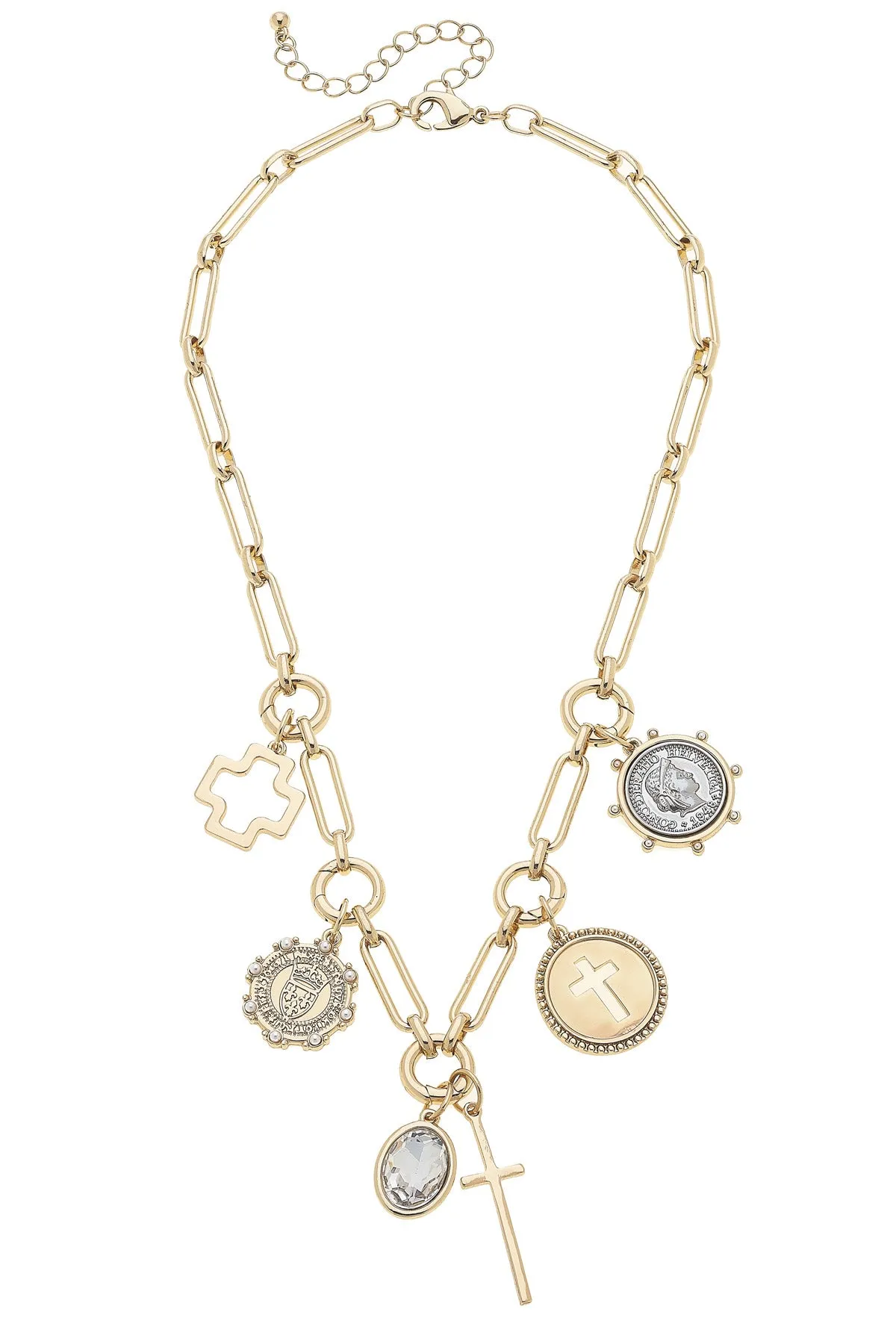 Crosses & Coins Premade Charm Necklace sold by Canvas Style