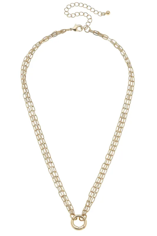 Celia 3-Row Dainty Charm Necklace Base in Shiny Gold made by Canvas Style