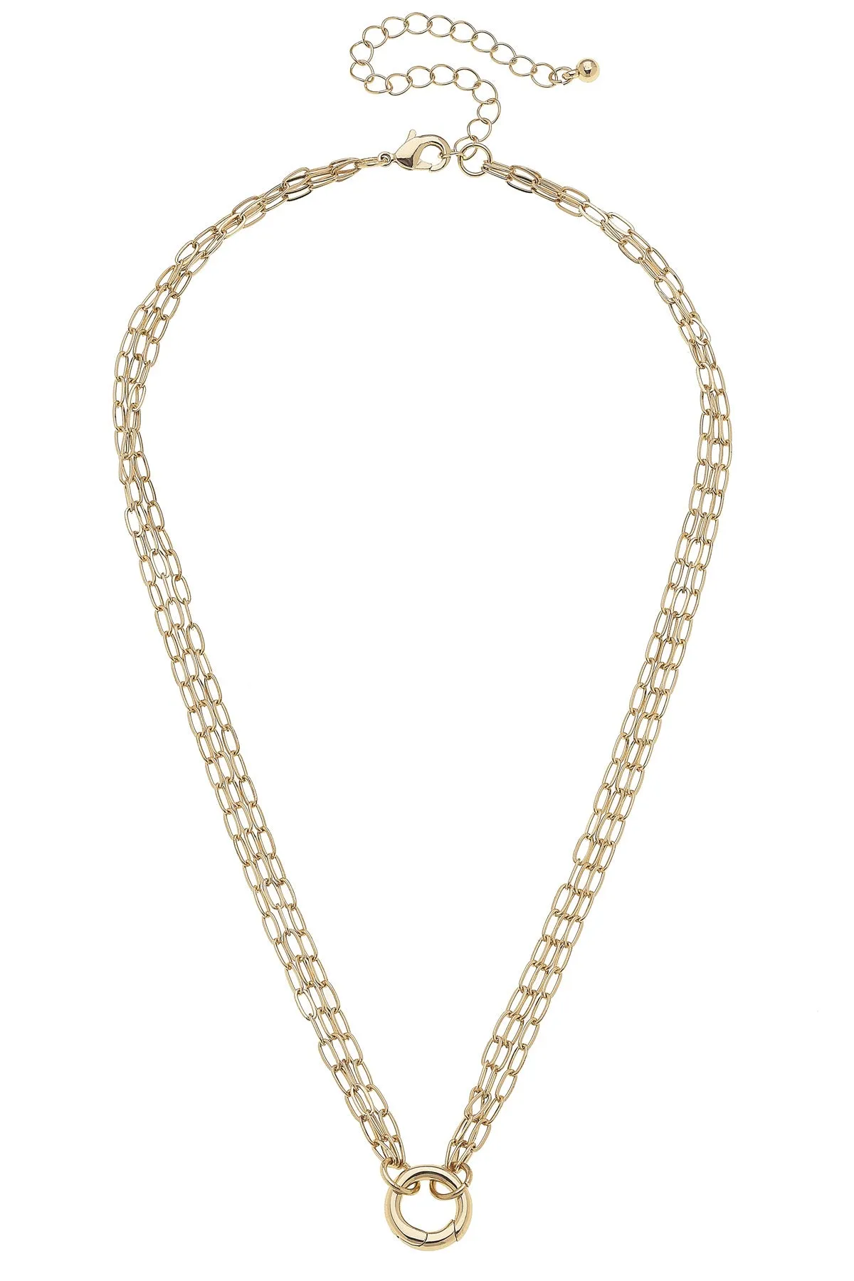 Celia 3-Row Dainty Charm Necklace Base in Shiny Gold sold by Canvas Style