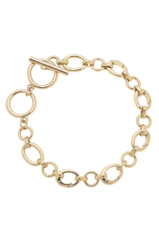 Sasha Toggle Charm Bracelet Base in Shiny Gold sold by Canvas Style