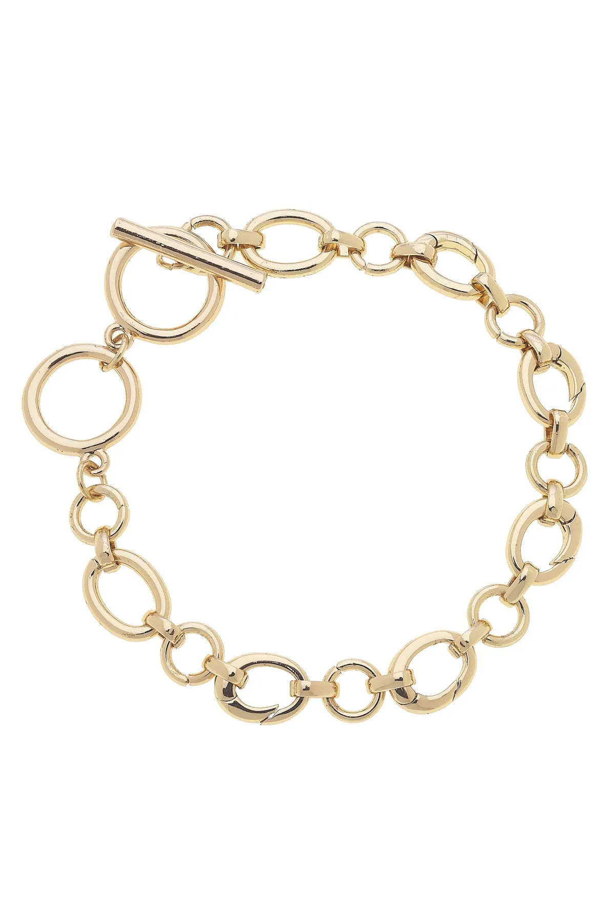 Sasha Toggle Charm Bracelet Base in Shiny Gold sold by Canvas Style