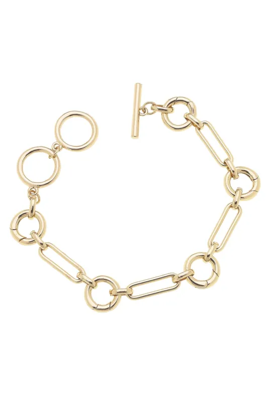 Bella Multi-Charm Toggle Bracelet Base in Shiny Gold sold by Canvas Style