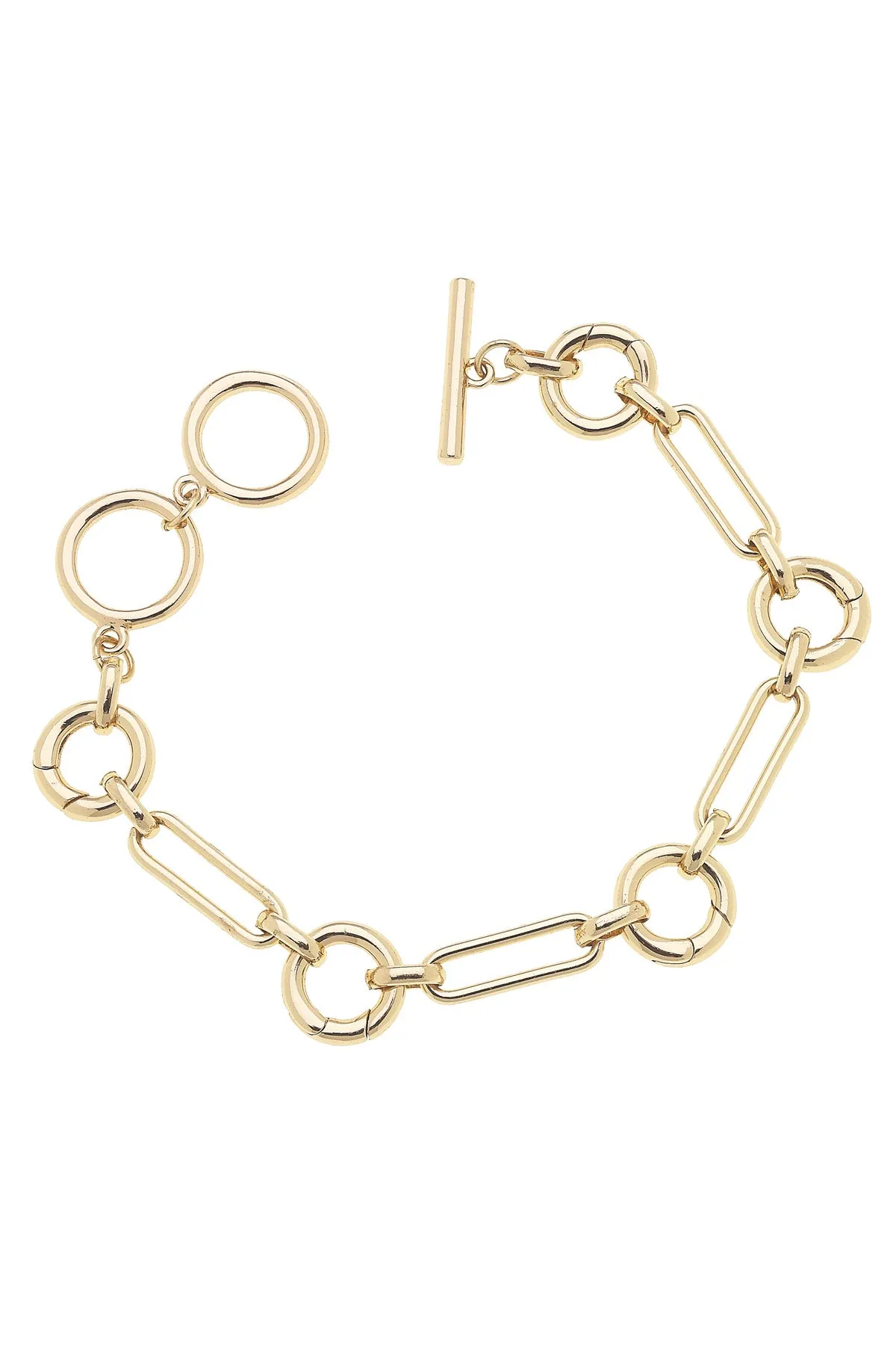 Bella Multi-Charm Toggle Bracelet Base in Shiny Gold sold by Canvas Style