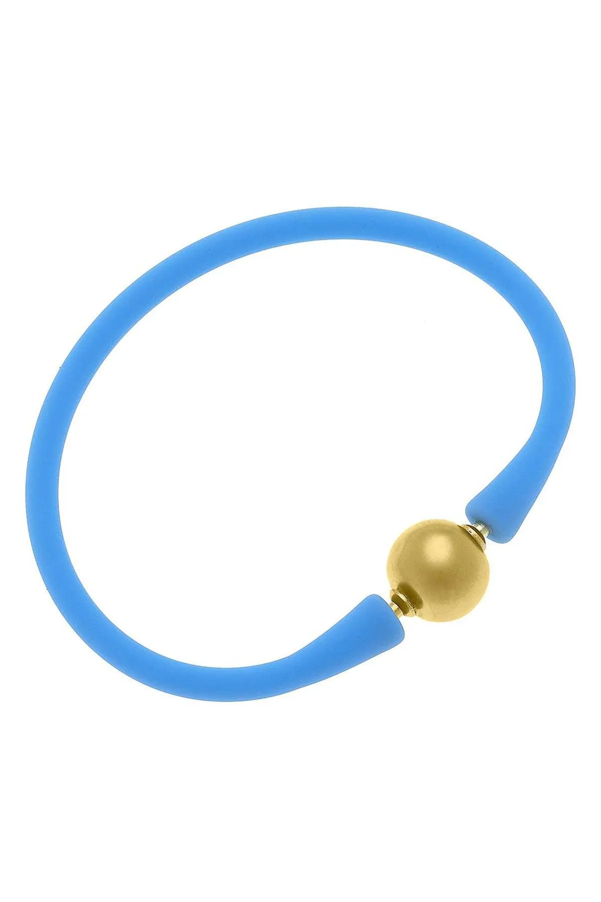 Bali 24K Gold Plated Ball Bead Silicone Bracelet in Aqua - FINAL SALE sold by Canvas Style