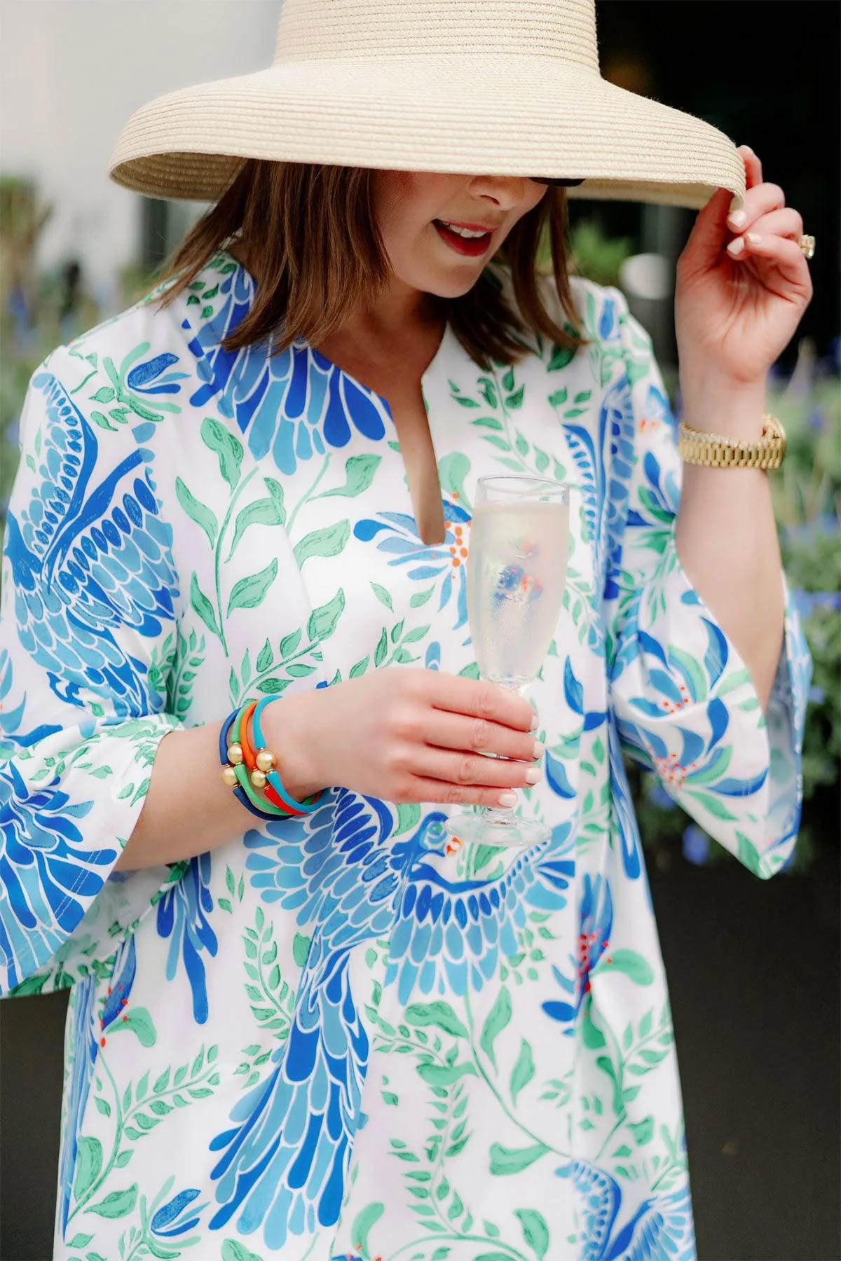 Bali 24K Gold Plated Ball Bead Silicone Bracelet in Aqua - FINAL SALE sold by Canvas Style product image thumbnail 2