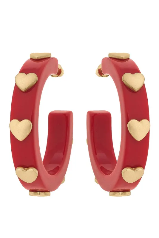 Libby Heart Resin Hoop Earrings sold by Canvas Style