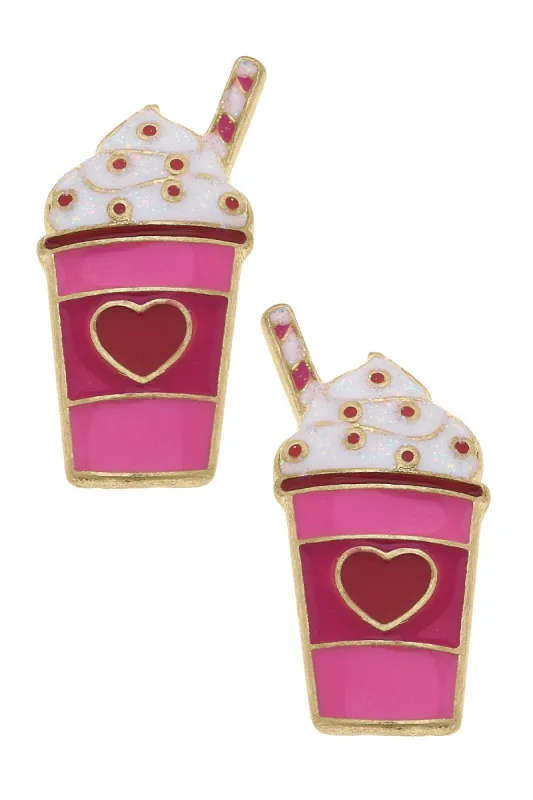 Valentine's Cupid Frappe Enamel Stud Earrings sold by Canvas Style