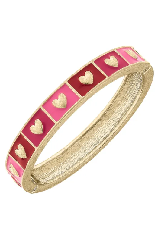 Checkered Enamel Hearts Hinge Bangle sold by Canvas Style