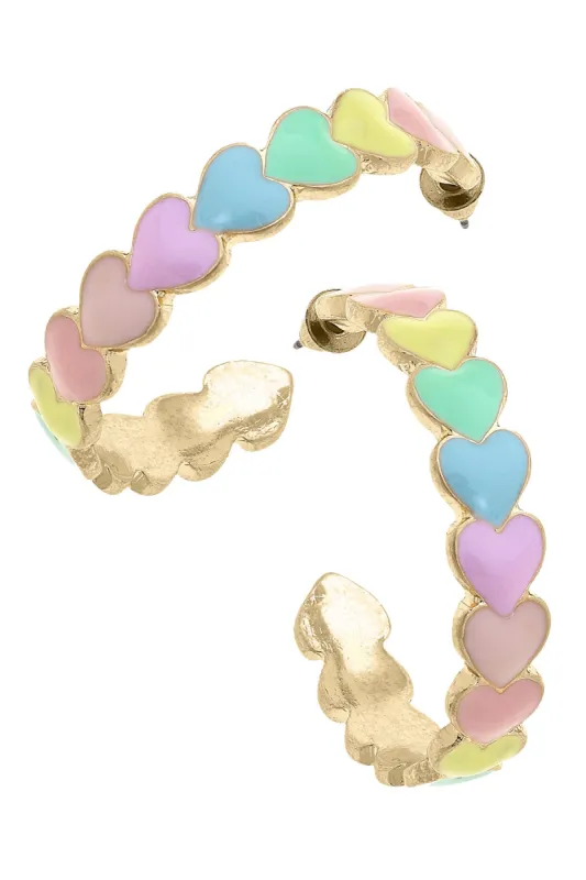 Valentines Enamel Hearts Hoop Earrings sold by Canvas Style