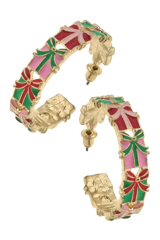 Gift Wrap Enamel Present Hoop Earrings sold by Canvas Style