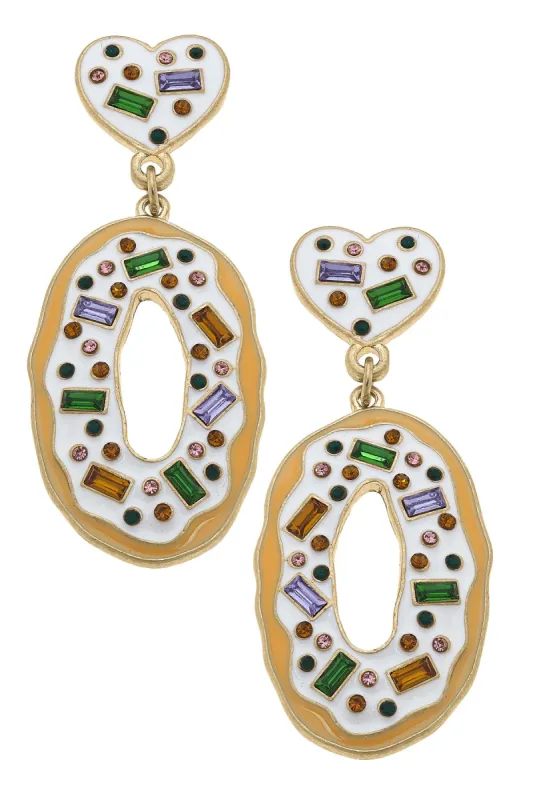 Mardi Gras Heart King Cake Enamel Drop Earrings - FINAL SALE sold by Canvas Style