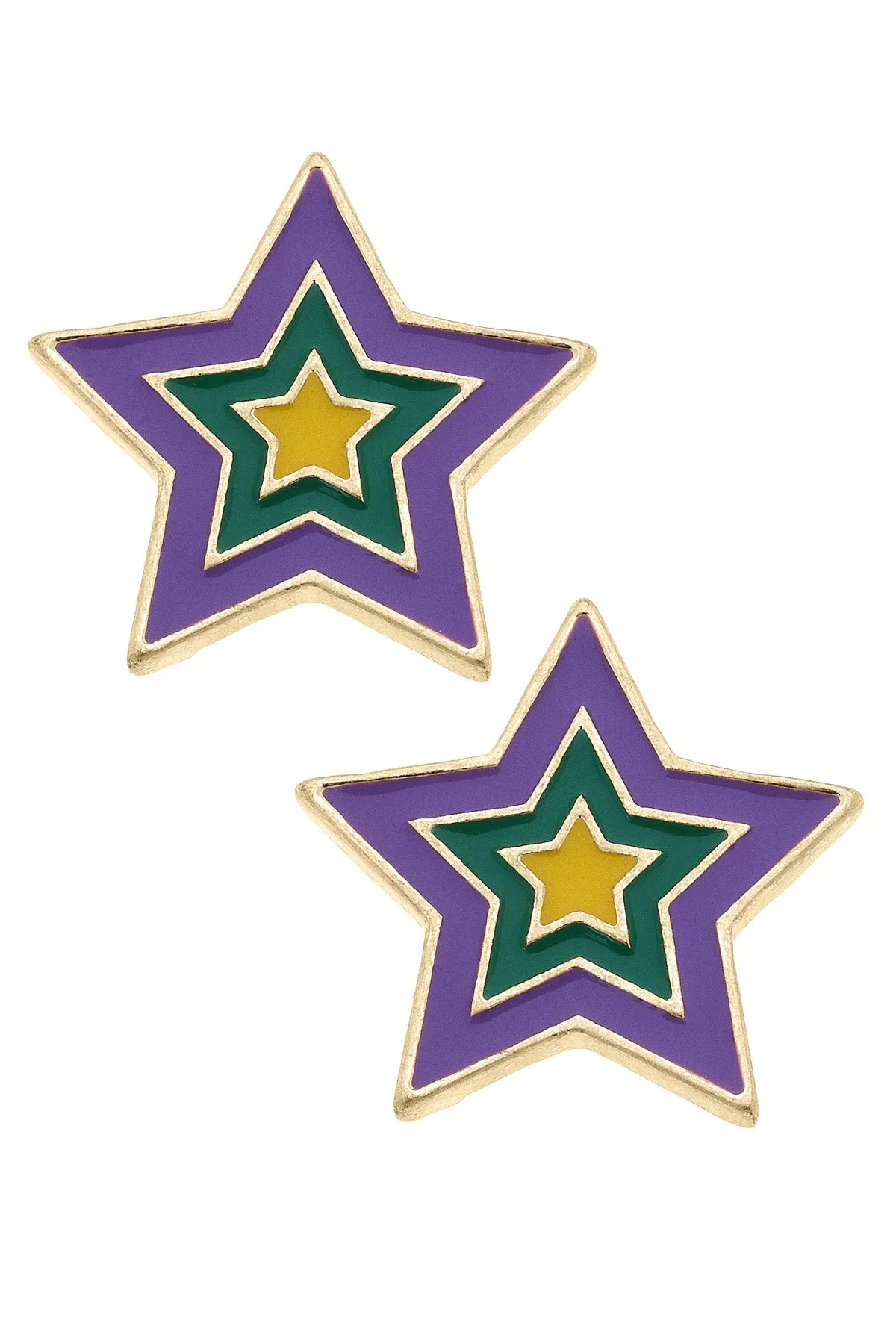Mardi Gras Enamel Star Stud Earrings - FINAL SALE sold by Canvas Style