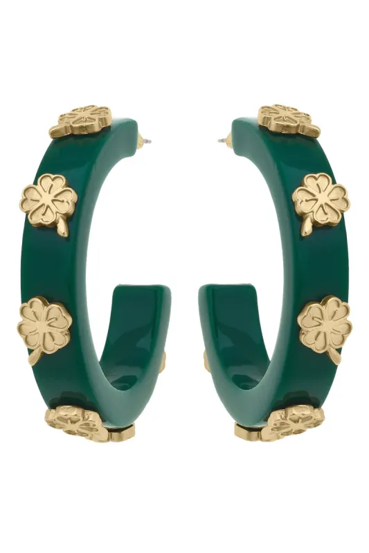 Shamrock Resin Hoop Earrings - FINAL SALE sold by Canvas Style