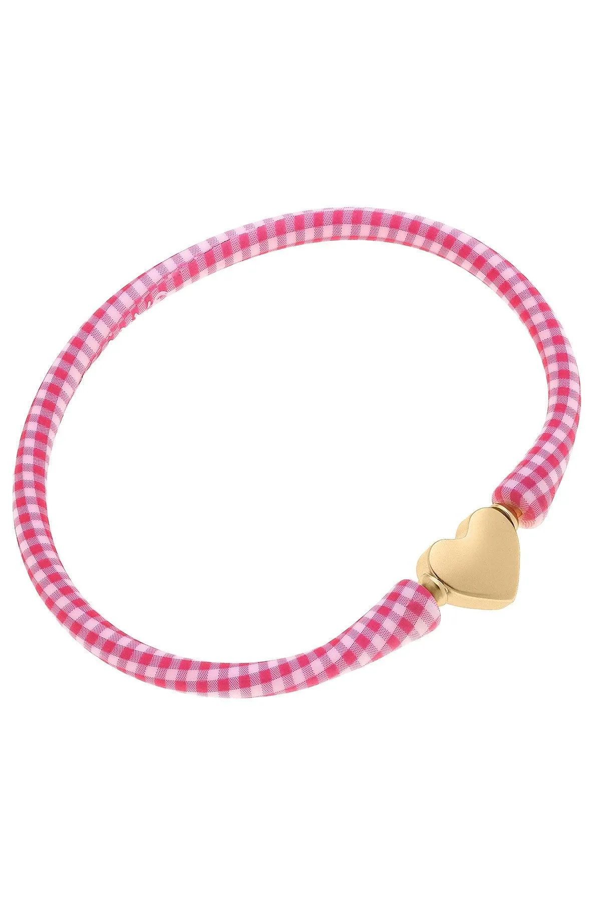 Bali Heart Bead Silicone Bracelet in Pink Gingham - FINAL SALE sold by Canvas Style