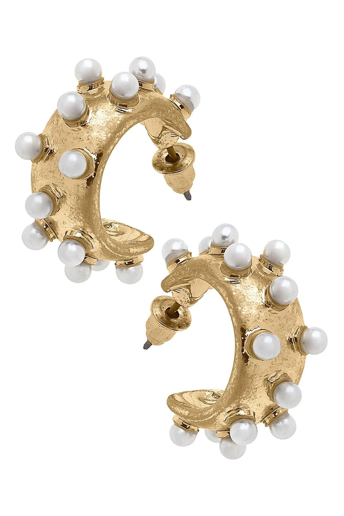 Persephone Pearl Studded Hoop Earrings sold by Canvas Style