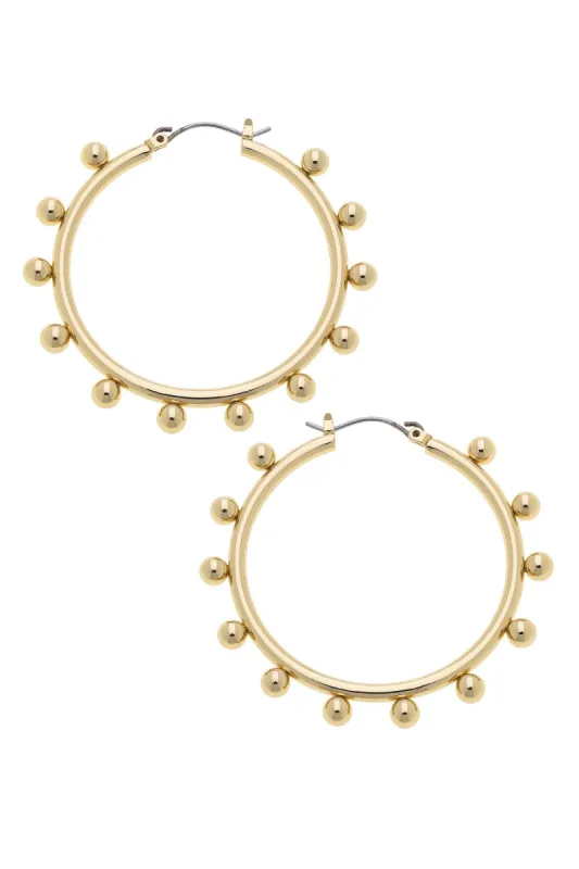 Katie Ball Bead
 Hoop Earrings in Shiny Gold sold by Canvas Style