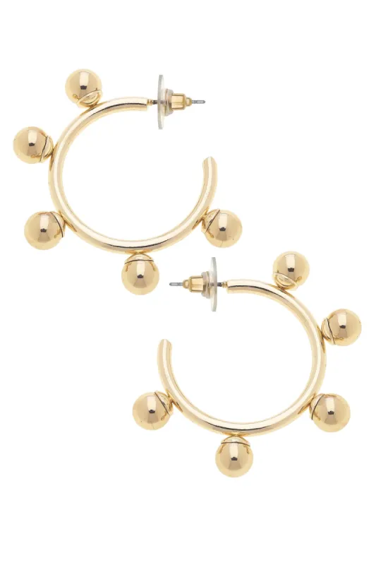 Allison Ball Bead
 Hoop Earrings in Shiny Gold sold by Canvas Style