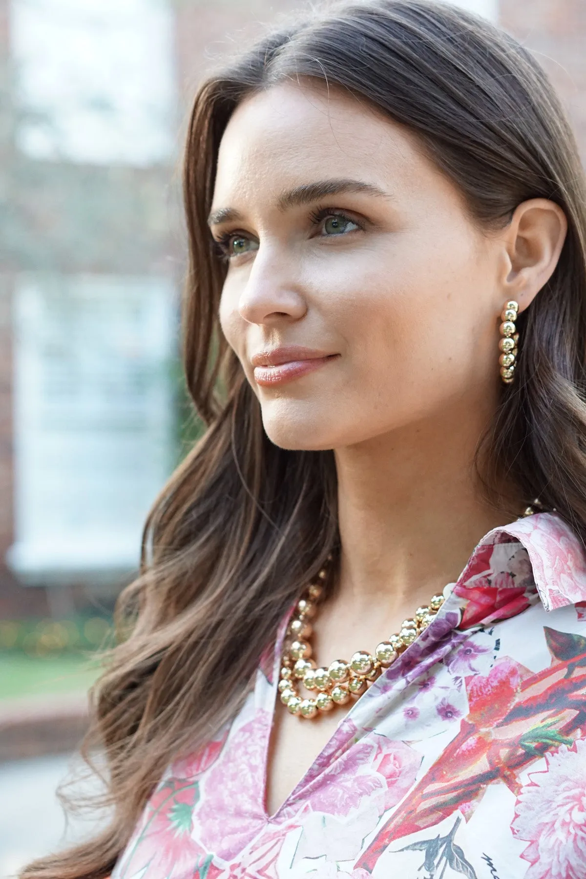 Demi Ball Bead Mini Hoop Earrings in Shiny Gold sold by Canvas Style product image thumbnail 2