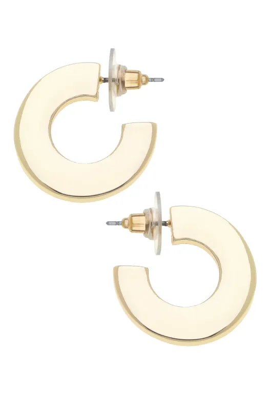 Cali Large Flat Hoop Earrings in Shiny Gold sold by Canvas Style