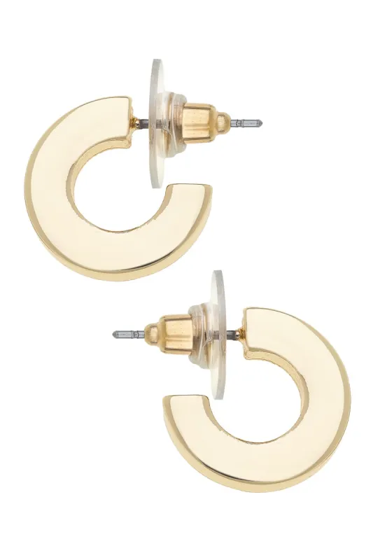 Emmy Small Flat Hoop Earrings in Shiny Gold made by Canvas Style