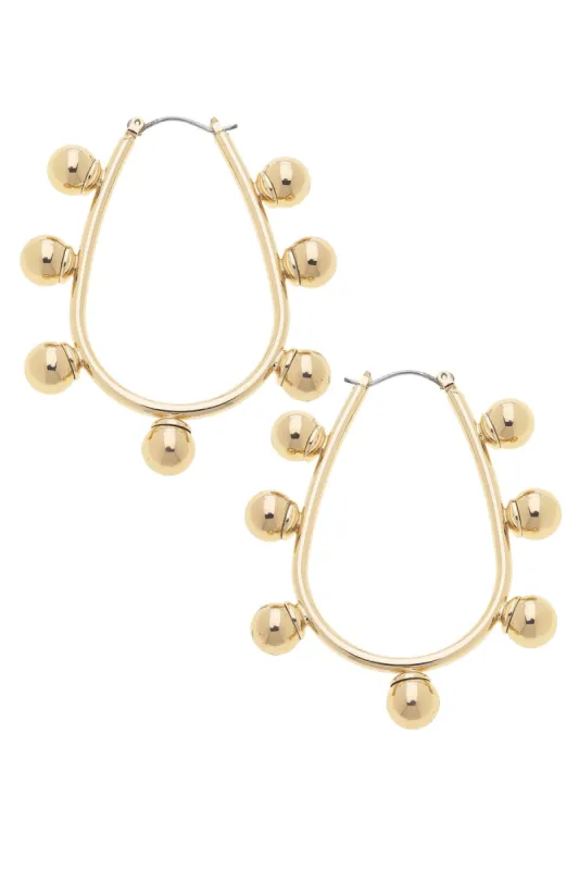Allison Studded Metal Teardrop Hoop Earrings in Shiny Gold sold by Canvas Style