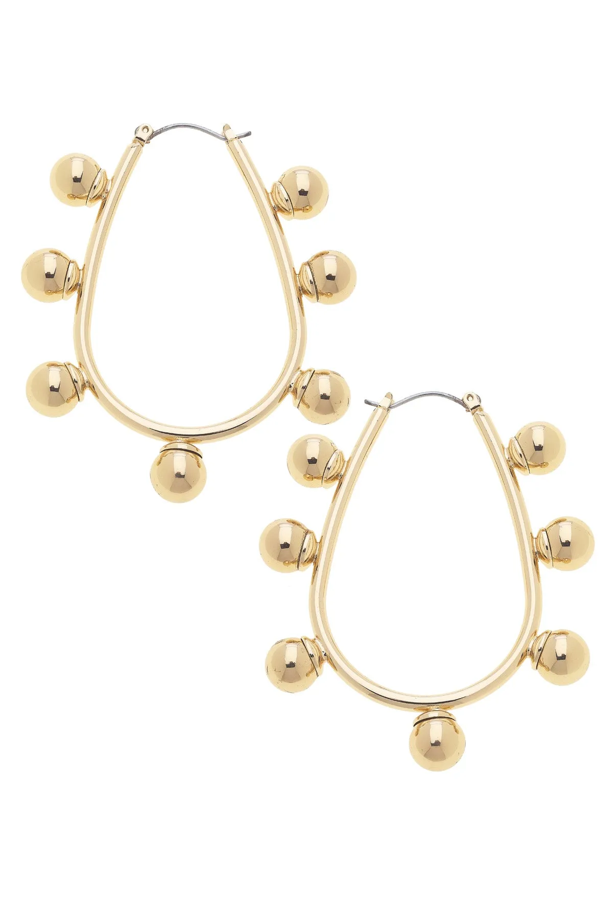 Allison Studded Metal Teardrop Hoop Earrings in Shiny Gold sold by Canvas Style