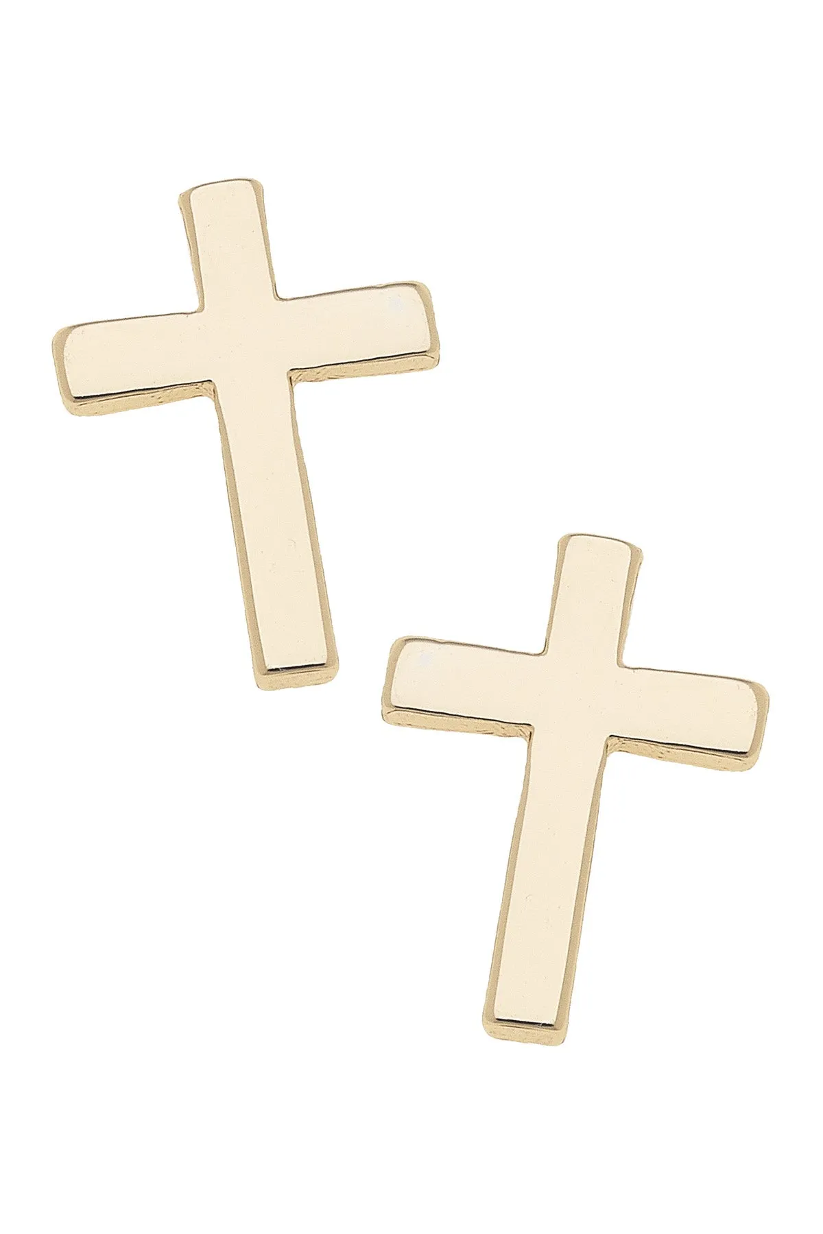 Ruth Cross Stud Earrings in Shiny Gold sold by Canvas Style