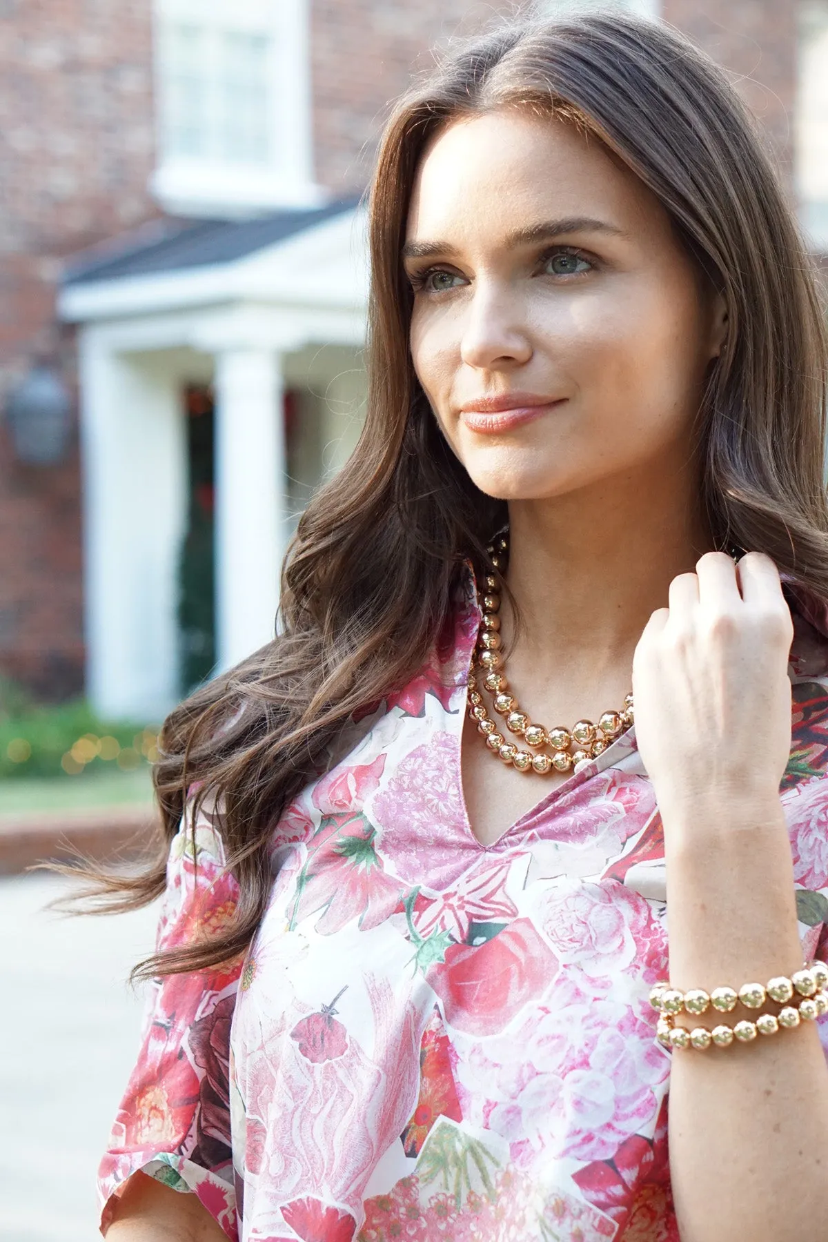 Jasper Ball Bead Necklace in Shiny Gold sold by Canvas Style product image thumbnail 2