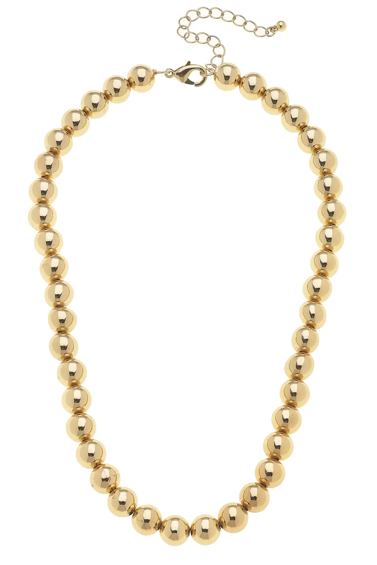 Jasper Ball Bead Necklace in Shiny Gold sold by Canvas Style