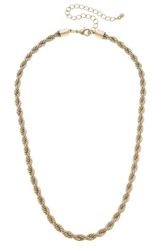 Mary Anne Chunky Rope Chain Necklace in Shiny Gold sold by Canvas Style