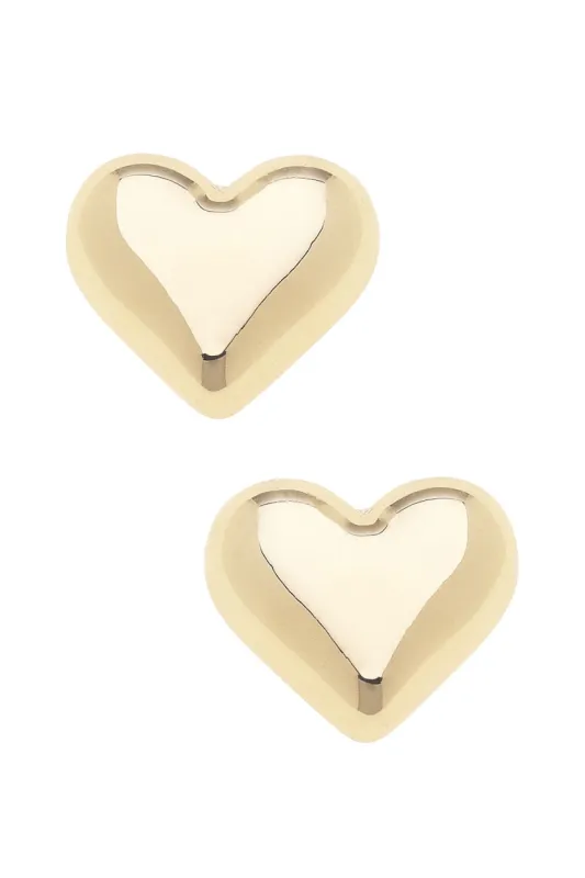 Tatum Heart Stud Earrings in Shiny Gold made by Canvas Style