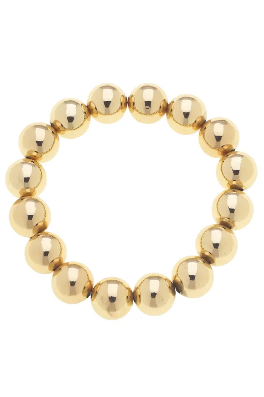 Phoebe Ball Bead Stretch Bracelet in Shiny Gold sold by Canvas Style
