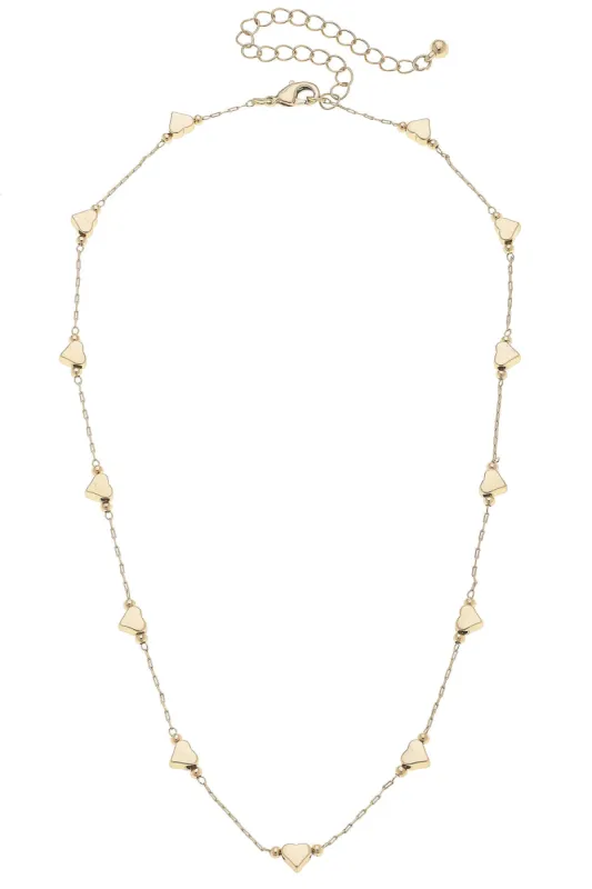 Leandra Delicate Heart Chain Necklace in Shiny Gold sold by Canvas Style