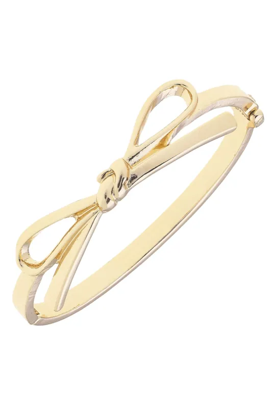 Karina Bow Wrapped Hinge Bangle in Shiny Gold made by Canvas Style