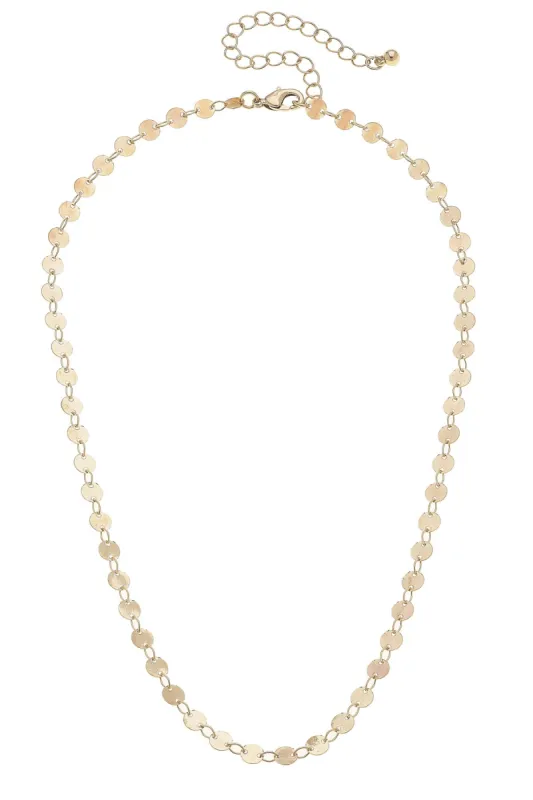 Leandra Delicate Disc Chain Necklace in Shiny Gold sold by Canvas Style