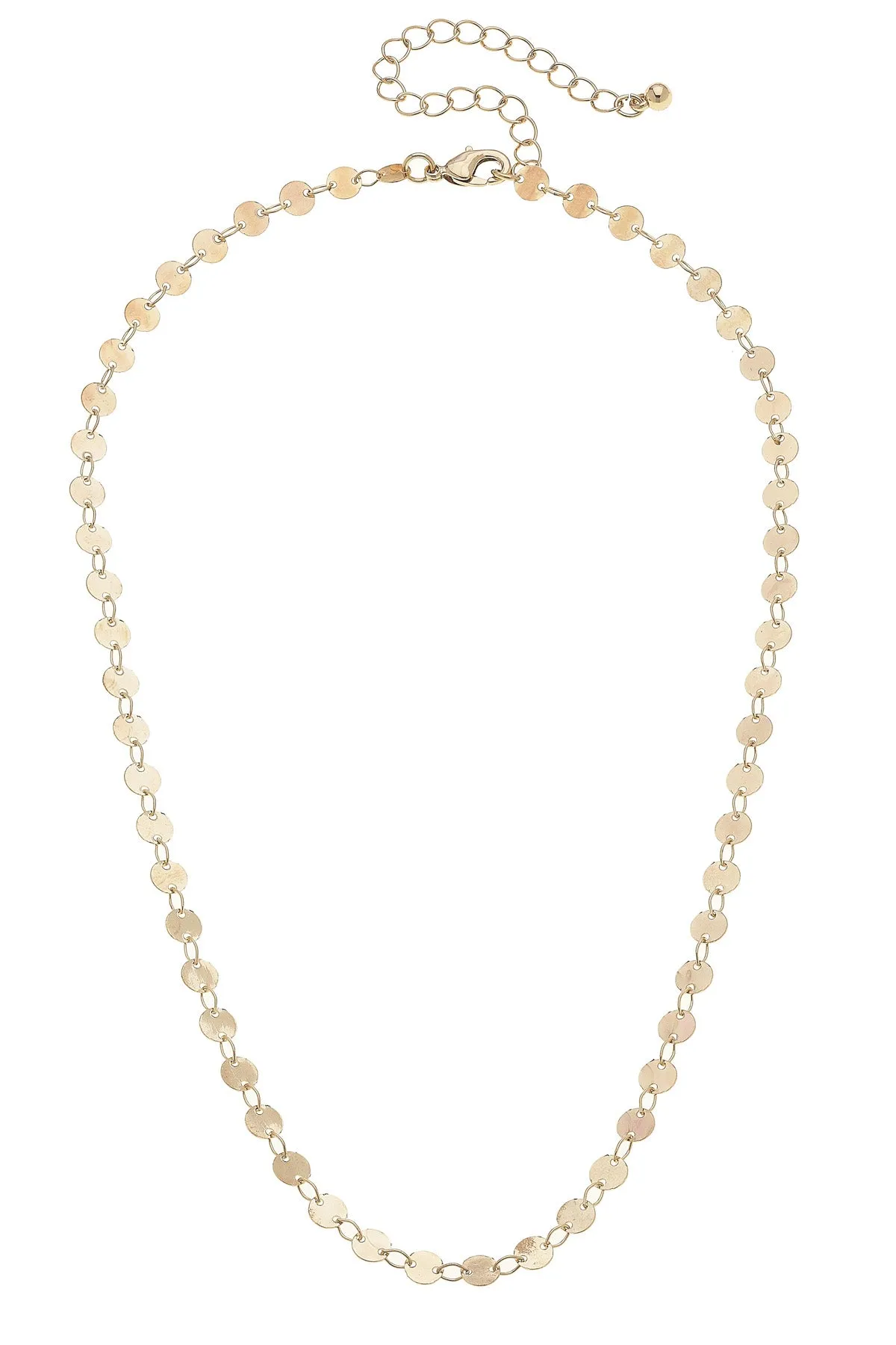 Leandra Delicate Disc Chain Necklace in Shiny Gold sold by Canvas Style