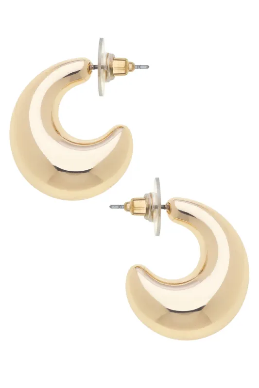 Icon Tapered Puff Hoop Earrings in Shiny Gold sold by Canvas Style
