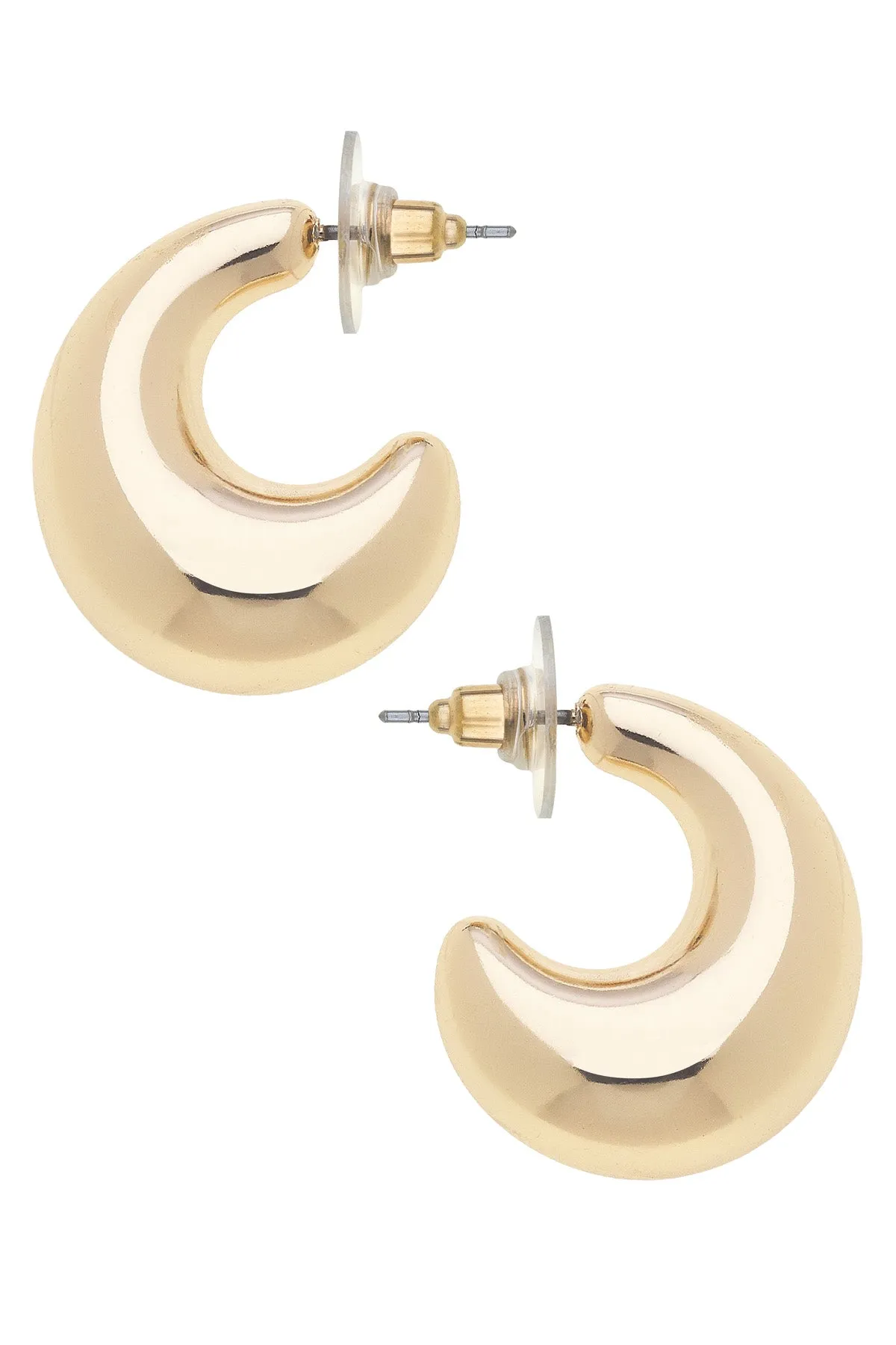 Icon Tapered Puff Hoop Earrings in Shiny Gold sold by Canvas Style