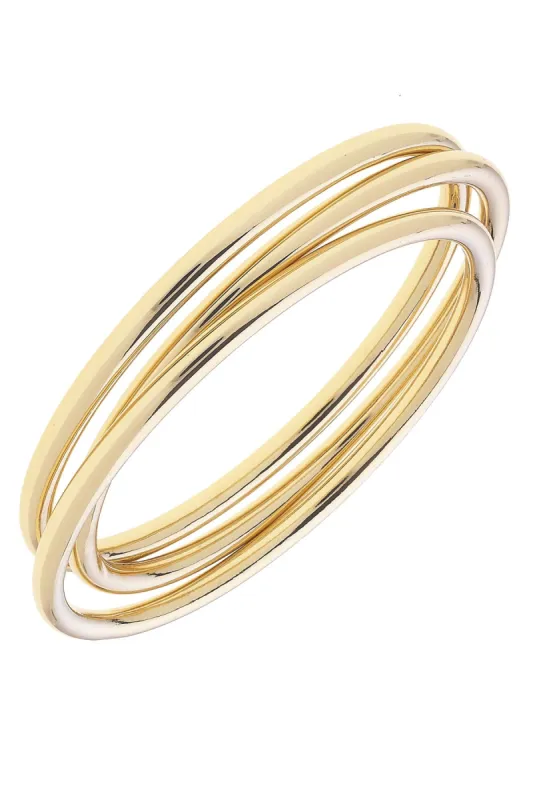 Isla Bangle Set of 3 in Shiny Gold sold by Canvas Style