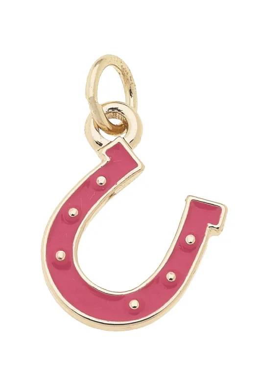 Enamel Horseshoe Charm in Fuchsia sold by Canvas Style