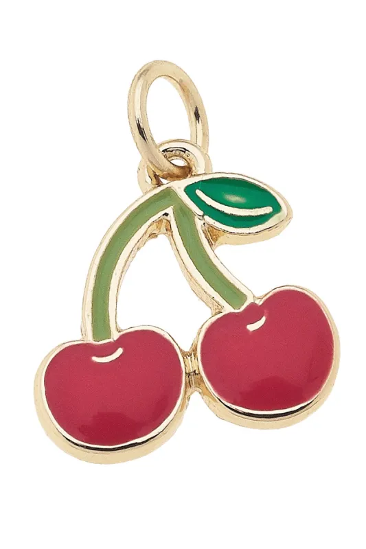 Enamel Cherries Charm in Red & Green sold by Canvas Style