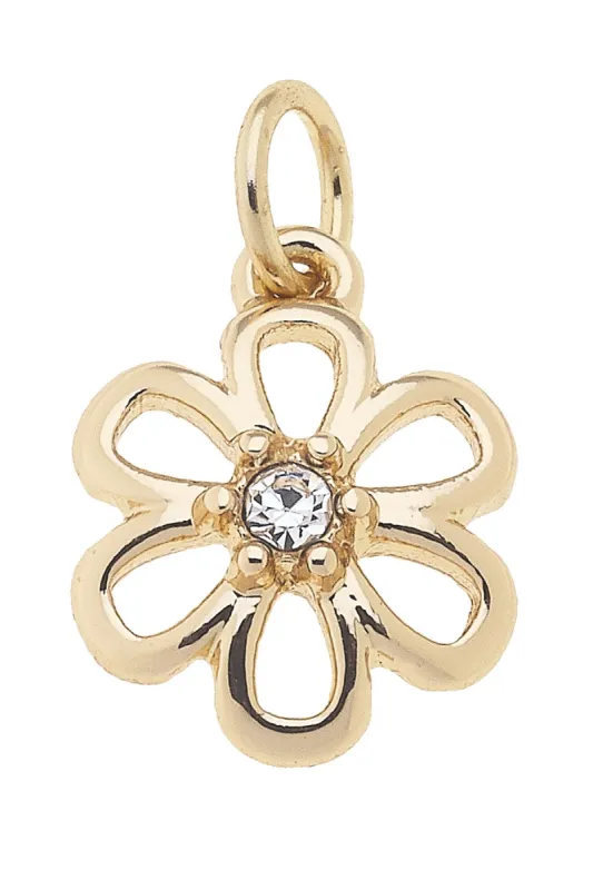 Mini Open Flower Charm in Shiny Gold sold by Canvas Style
