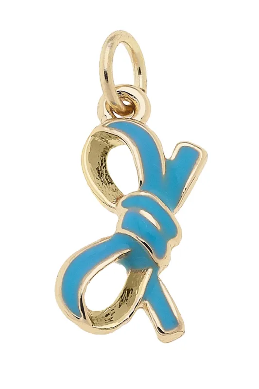 Leaning Enamel Bow Charm in Aqua sold by Canvas Style