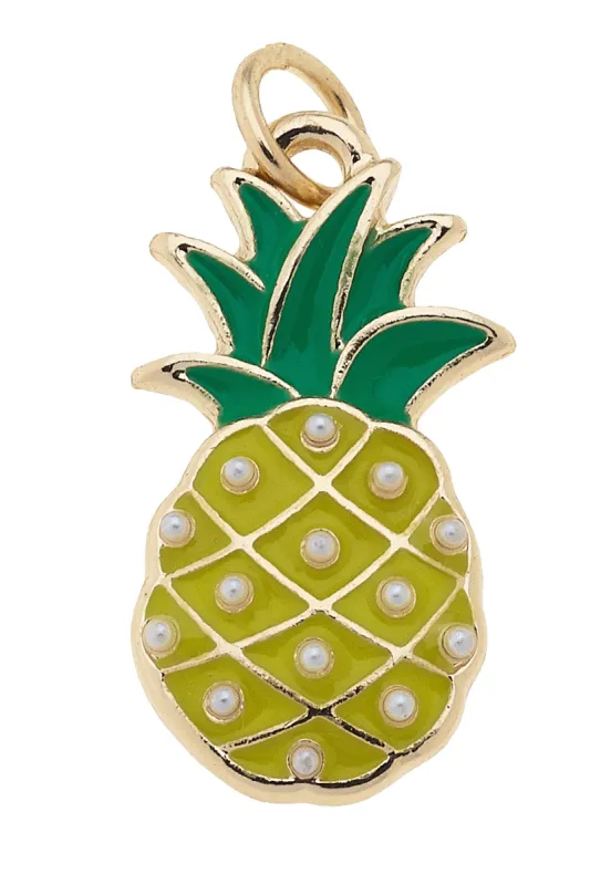 Pearl Studded Pineapple Charm in Yellow sold by Canvas Style