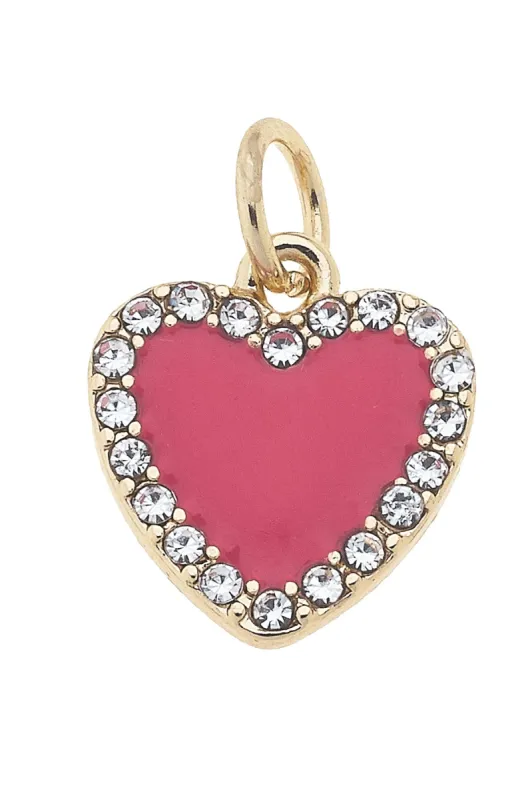 Pave Enamel Heart Charm in Fuchsia sold by Canvas Style