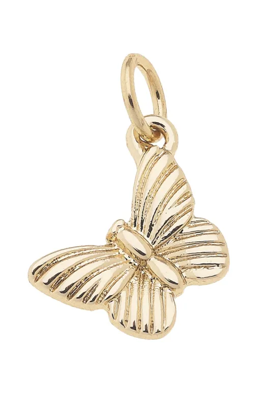 Leaning Butterfly Charm in Shiny Gold sold by Canvas Style