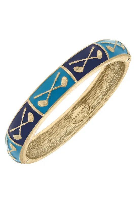 Elena Golf Sculpted Enamel Hinge Bangle in Blue sold by Canvas Style