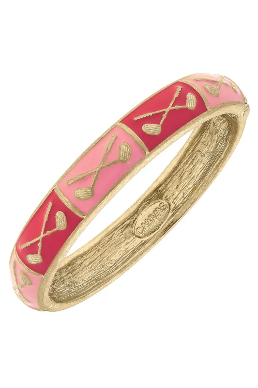 Elena Golf Sculpted Enamel Hinge Bangle in Pink sold by Canvas Style