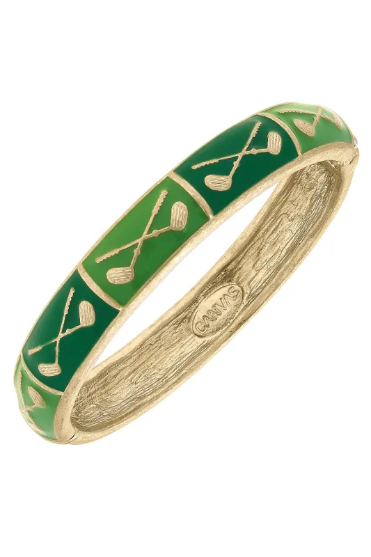 Elena Golf Sculpted Enamel Hinge Bangle in Green sold by Canvas Style