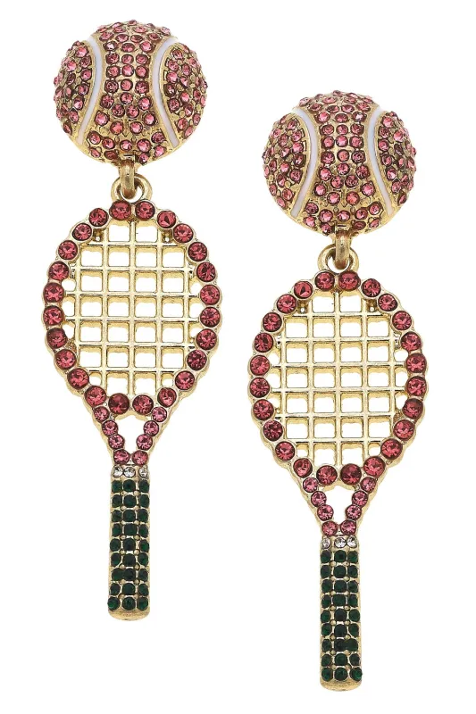 Ashleigh Pave Tennis Earrings in Pink & Green sold by Canvas Style